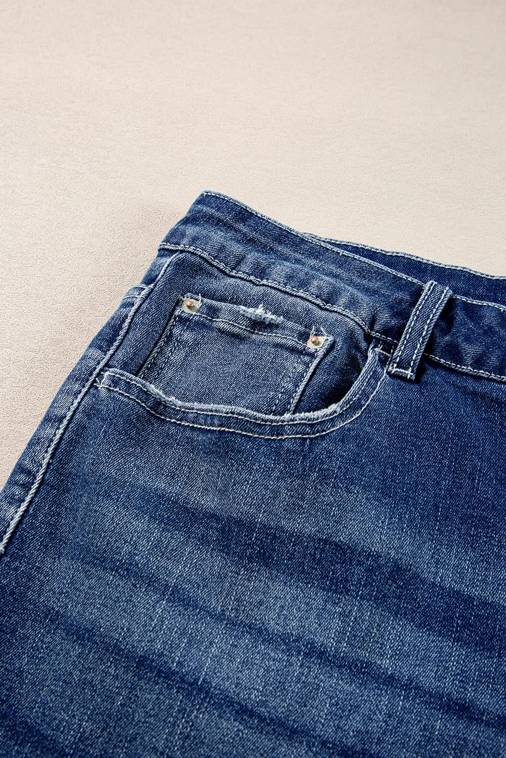 Trendy dirty blue plus size flare jeans 
