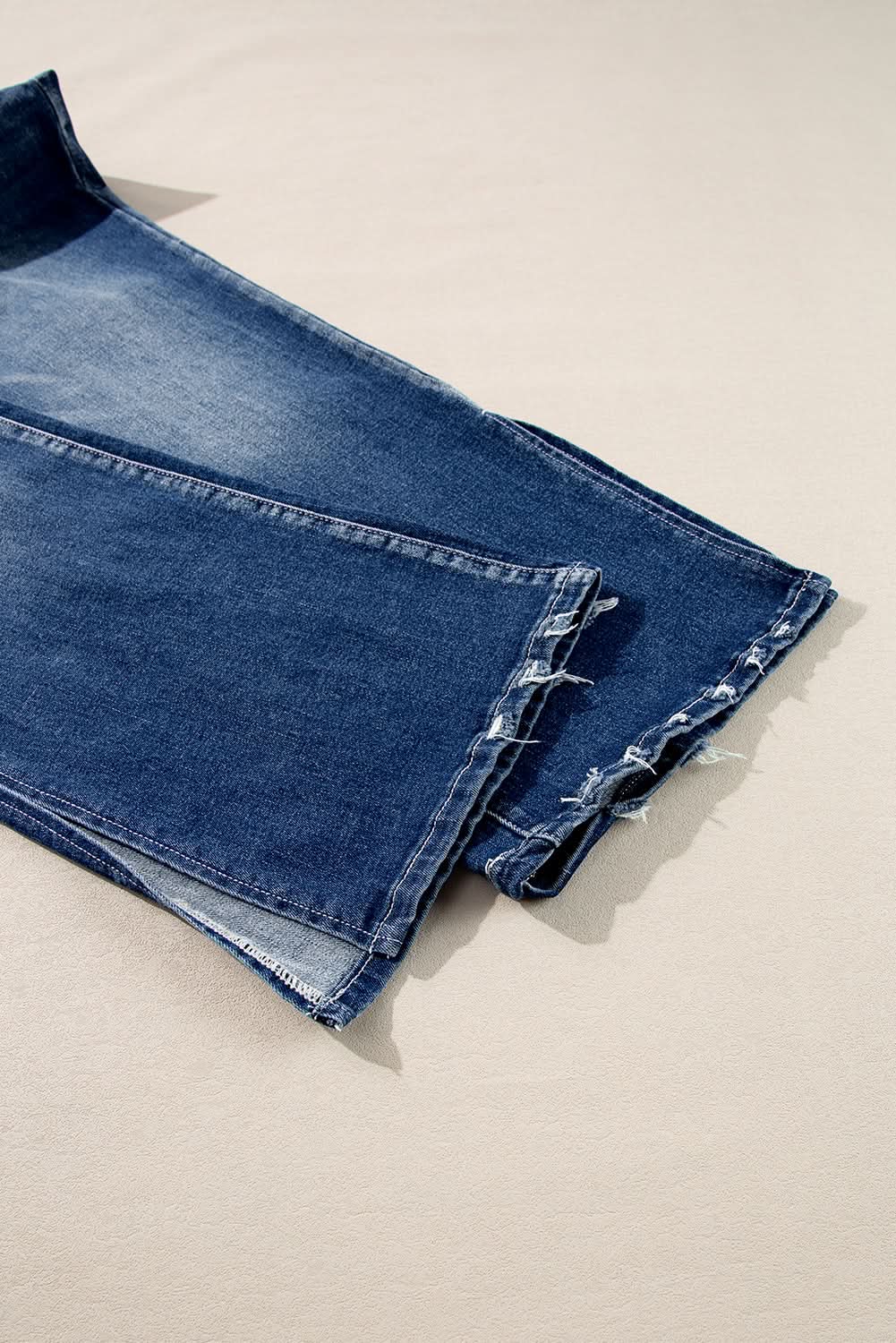 Trendy dirty blue plus size flare jeans 