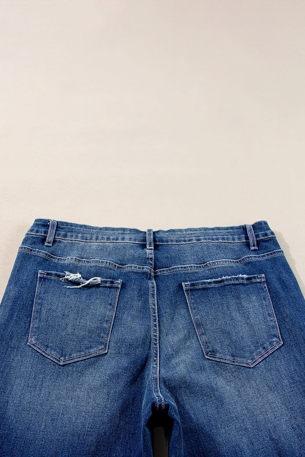 Trendy dirty blue plus size flare jeans 