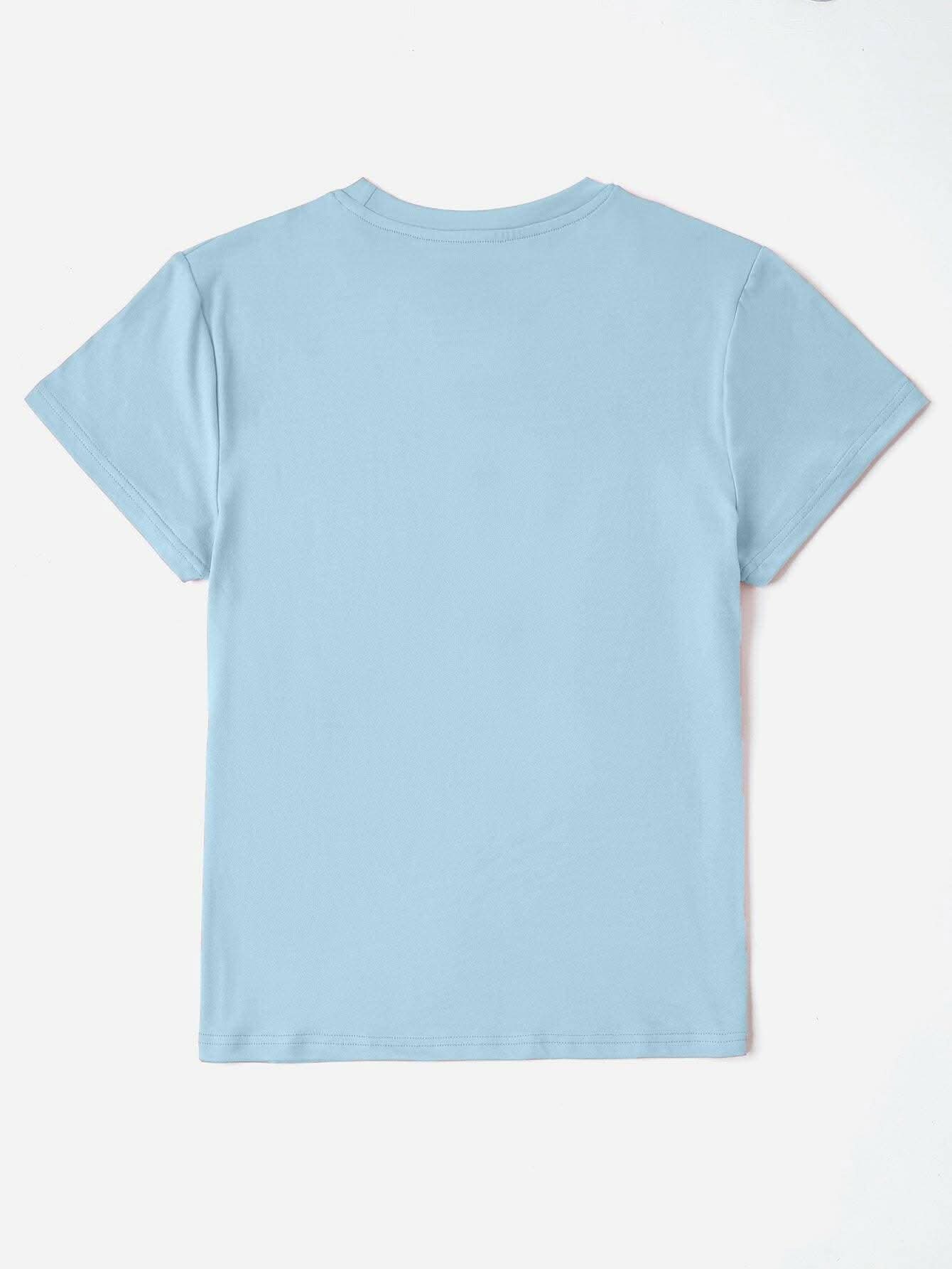 Trendy letter print tee in soft polyester blend 