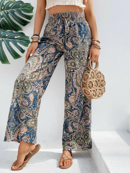 Trendy printed wide leg pants 