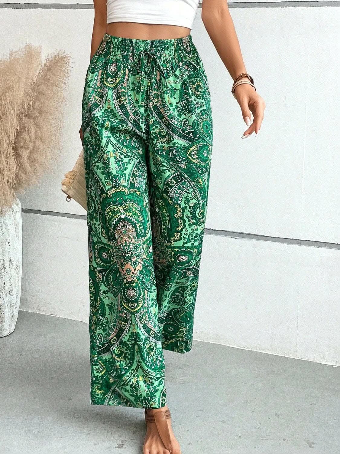 Trendy printed wide leg pants 