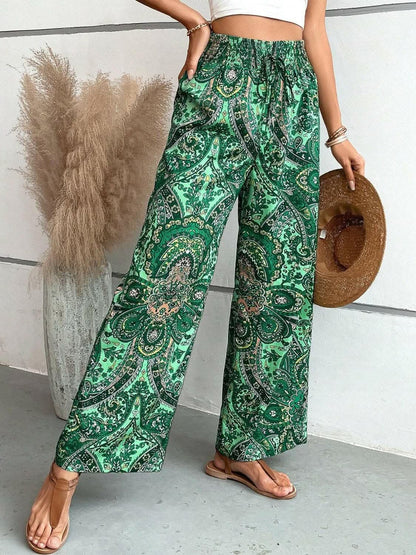 Trendy printed wide leg pants 