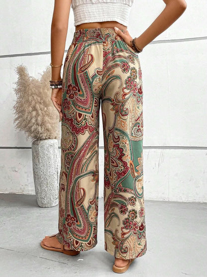 Trendy printed wide leg pants 