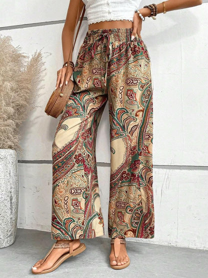 Trendy printed wide leg pants 