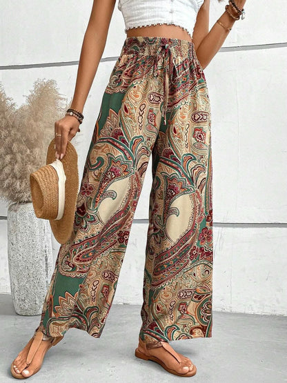 Trendy printed wide leg pants 