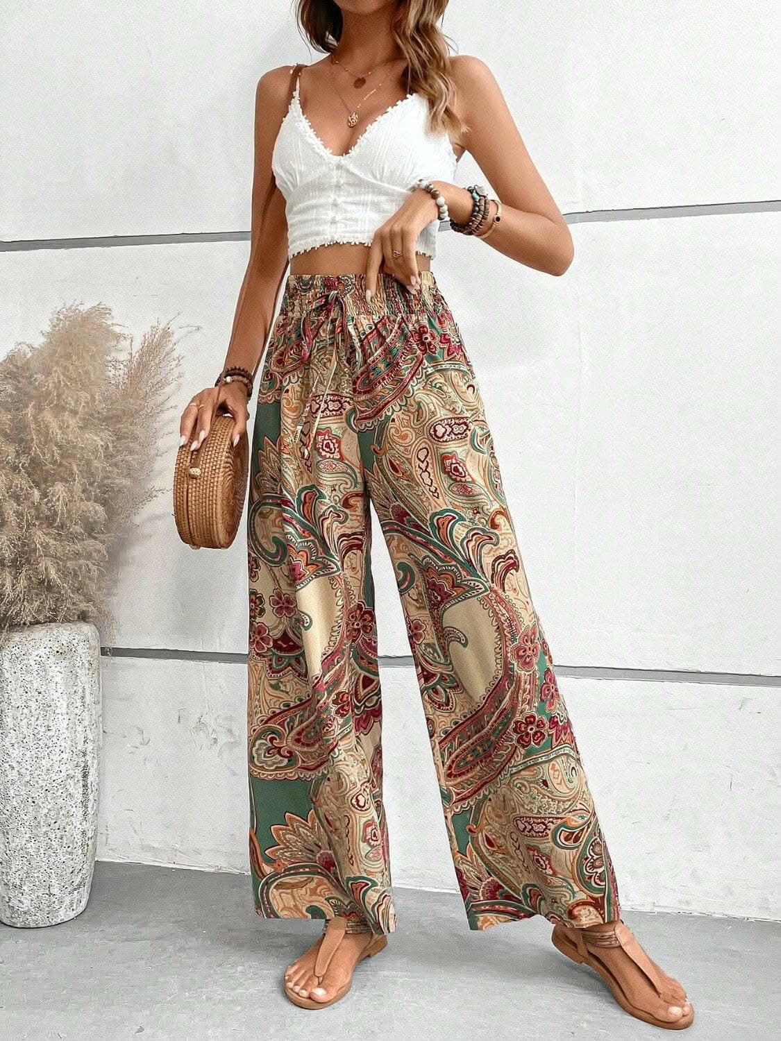 Trendy printed wide leg pants 