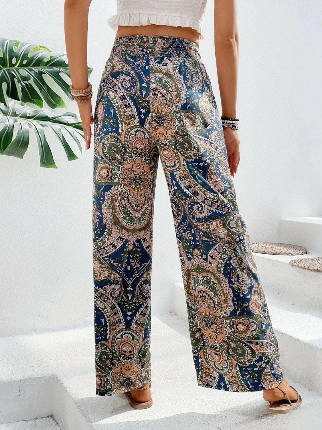 Trendy printed wide leg pants 