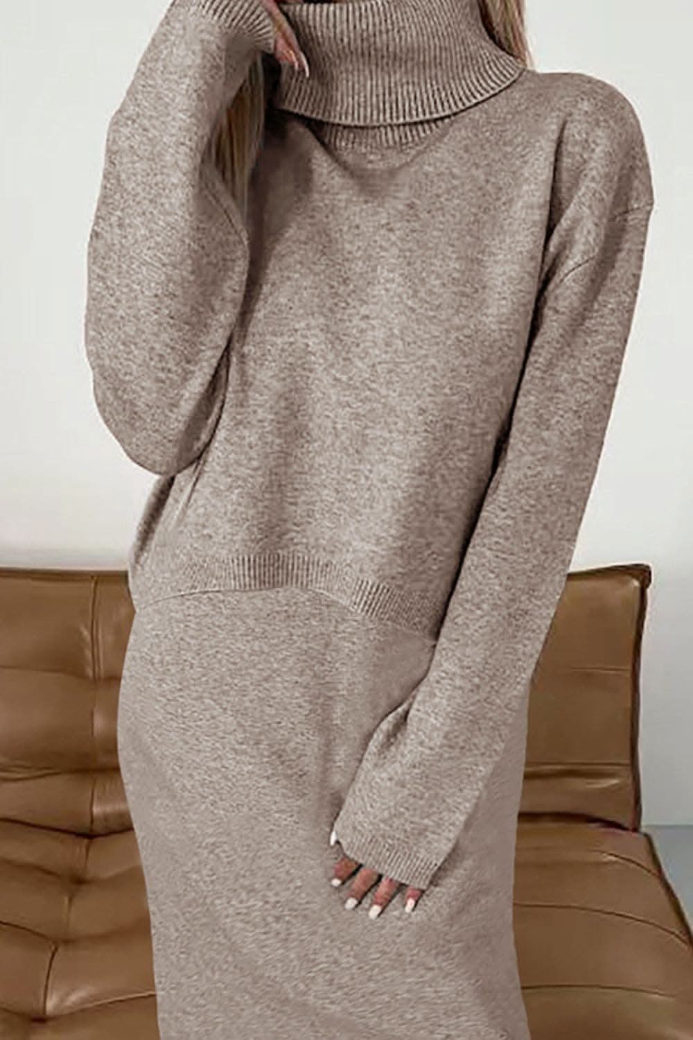 Turtleneck and midi dress set 