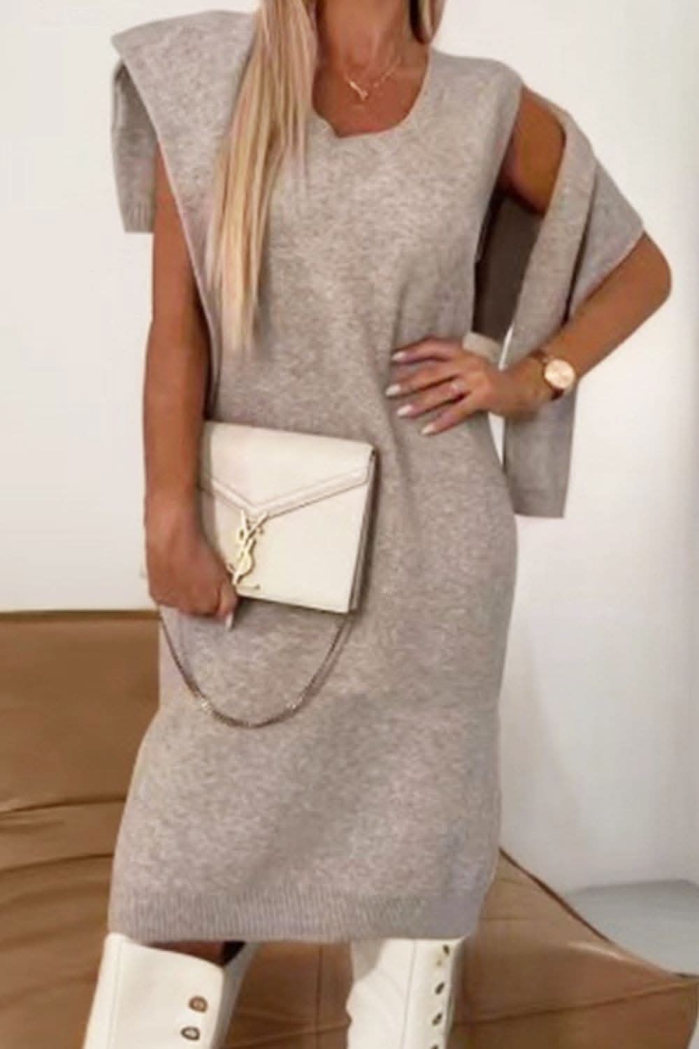 Turtleneck and midi dress set 