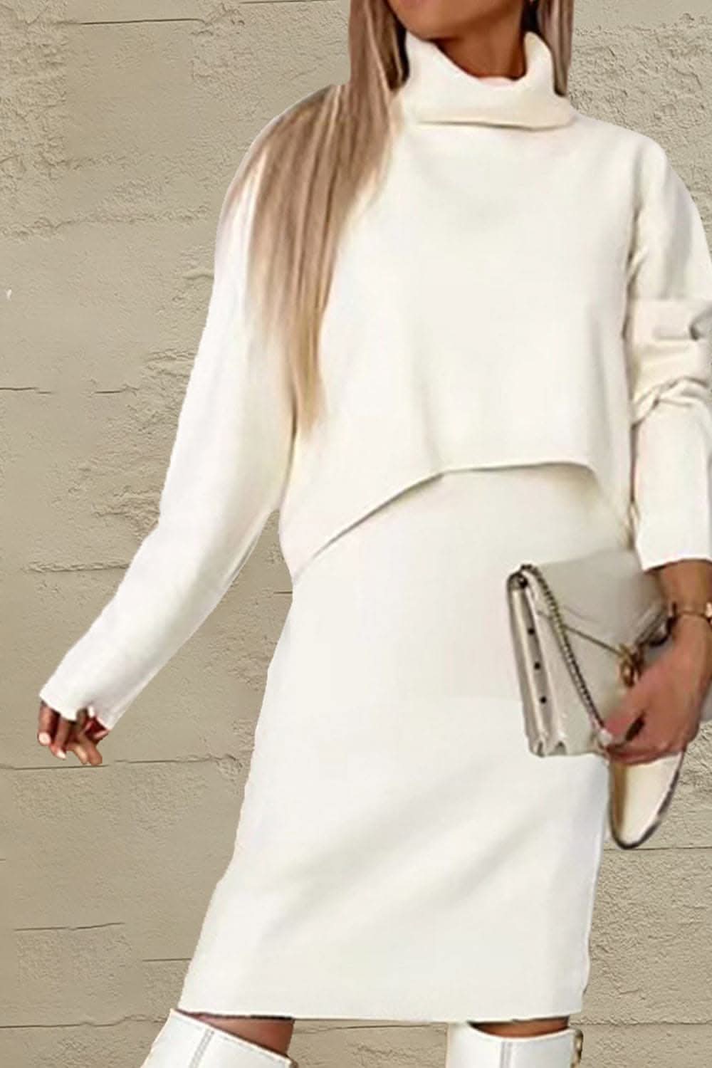 Turtleneck and midi dress set 