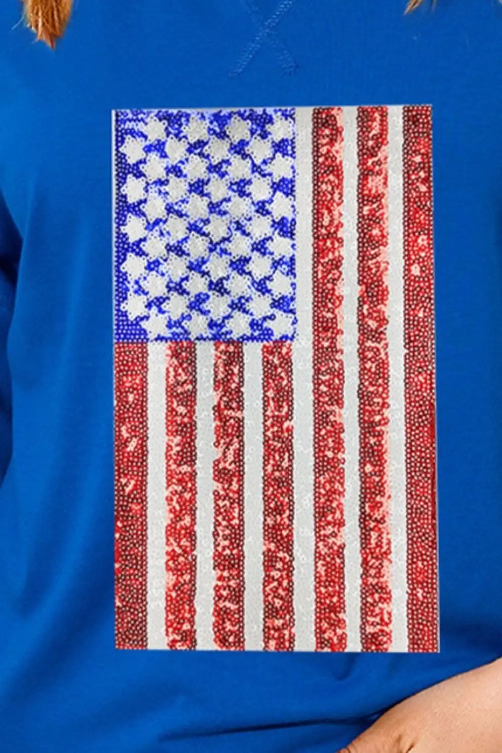 US flag sequin half sleeve tee - Love Salve 
