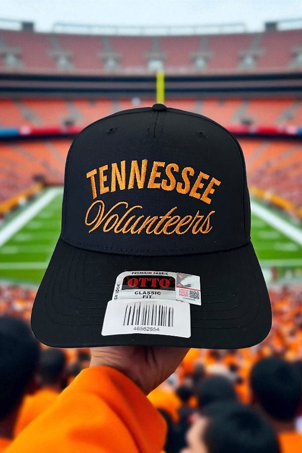 Tennessee Volunteers Black Embroidered Hat With Orange Script Logo Nash Grey Wholesale