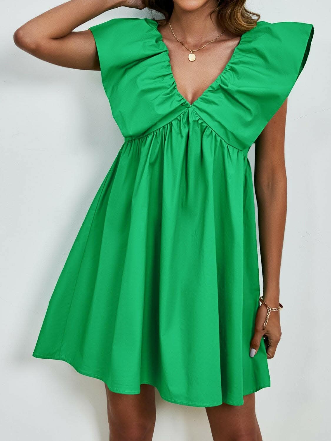 V-neck cap sleeve mini dress - Love Salve 