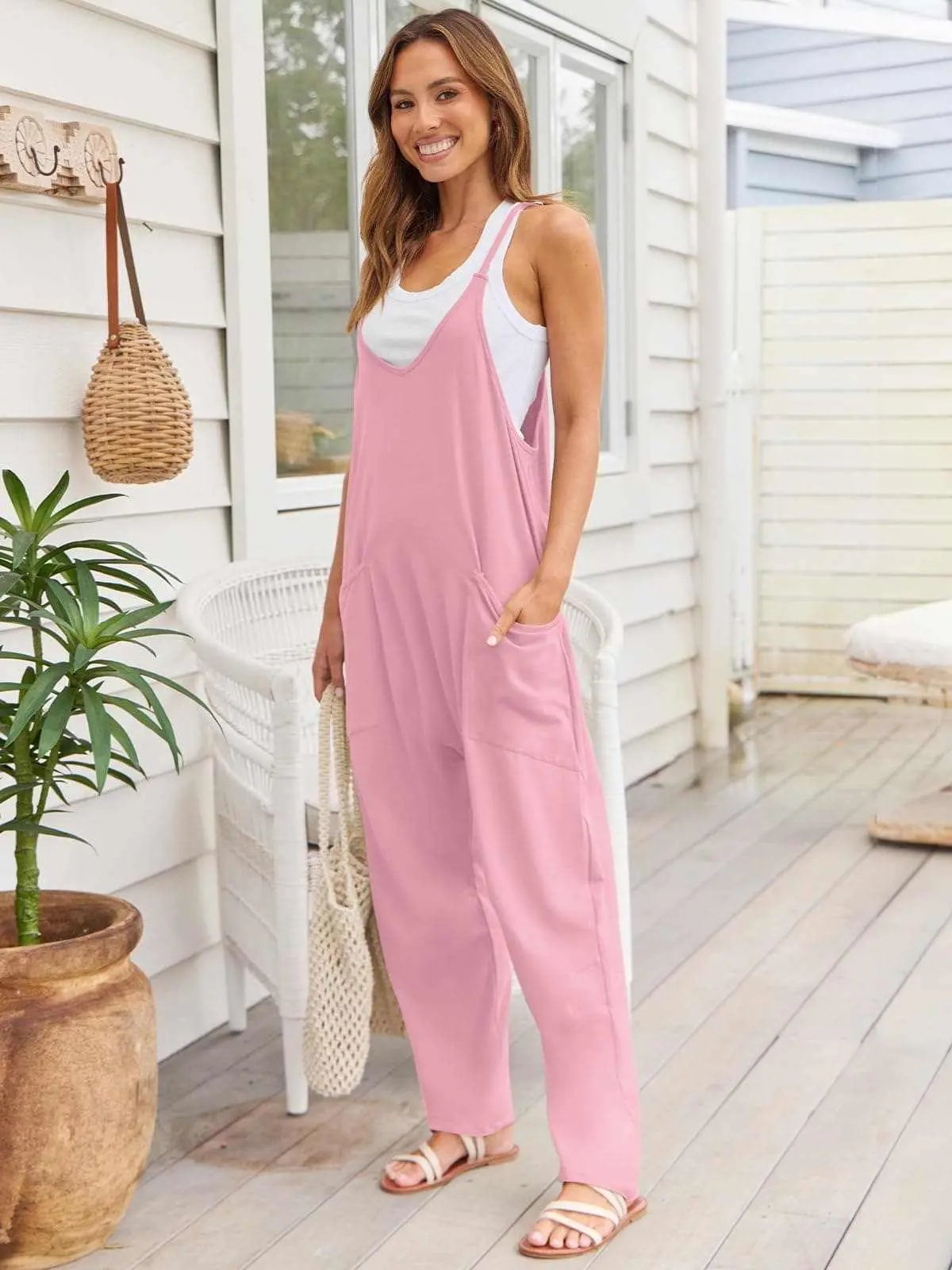 V-neck pocket jumpsuit - Love Salve 
