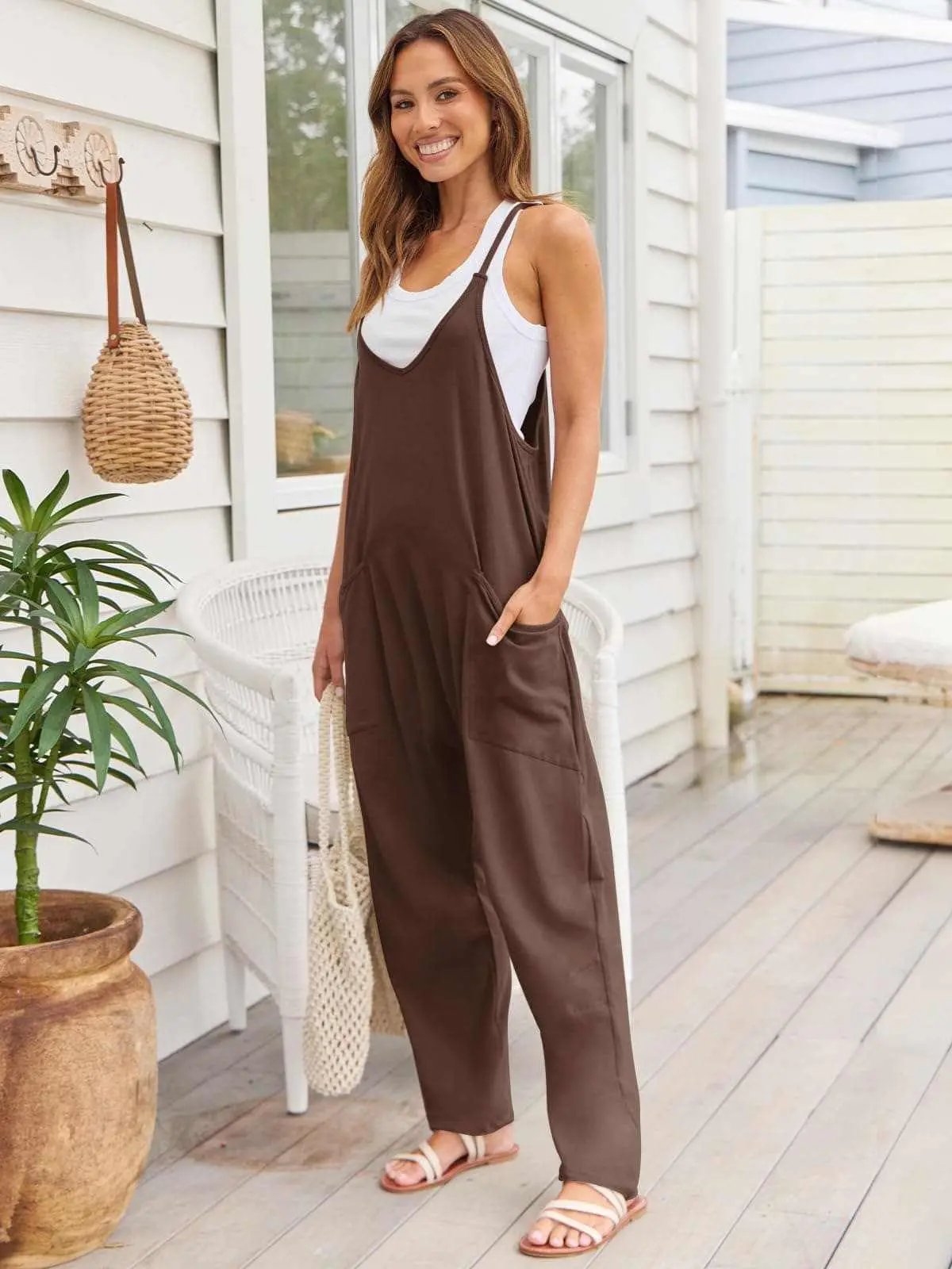 V-neck pocket jumpsuit - Love Salve 