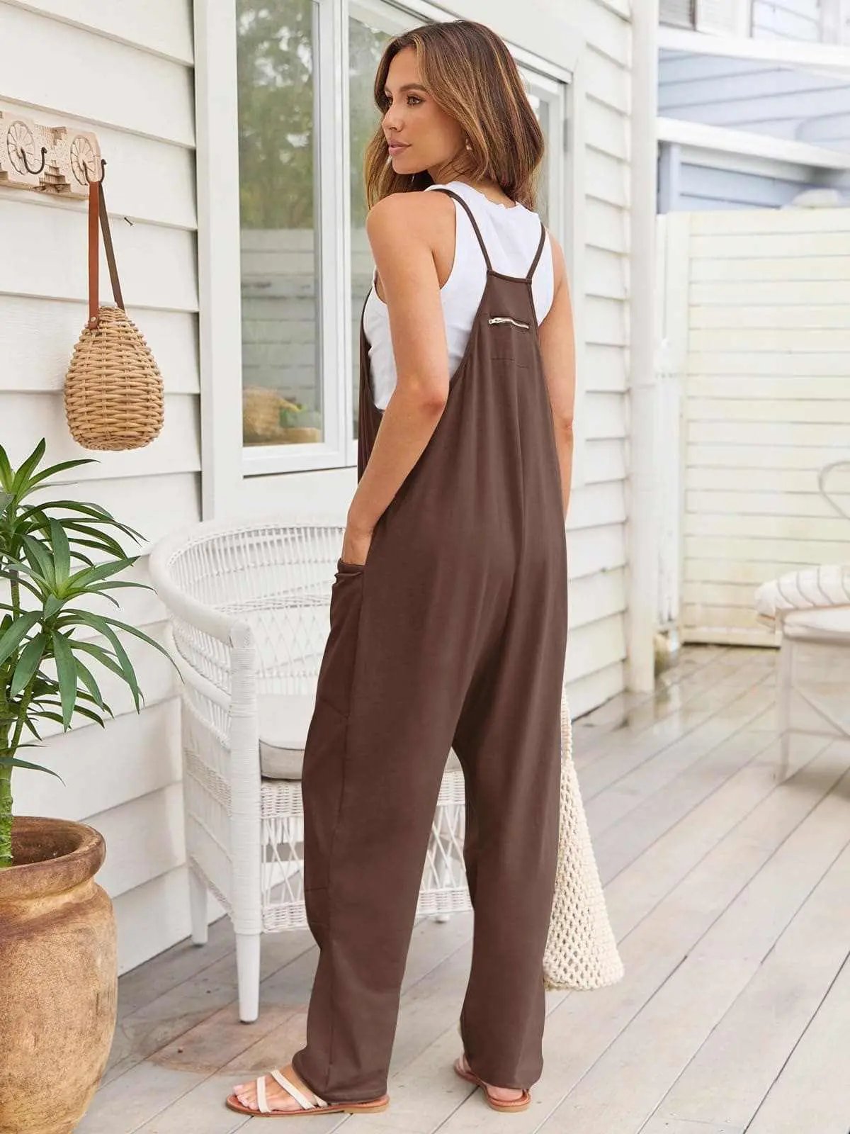 V-neck pocket jumpsuit - Love Salve 