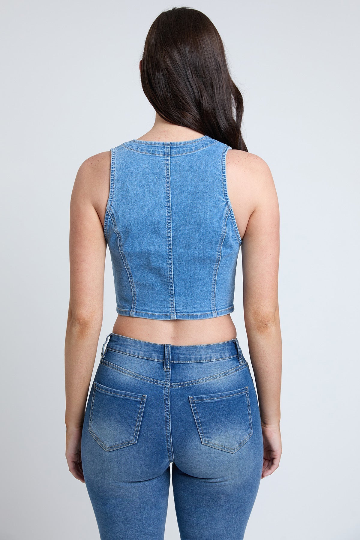 Women's Cropped Button Front Vest YMI JEANS