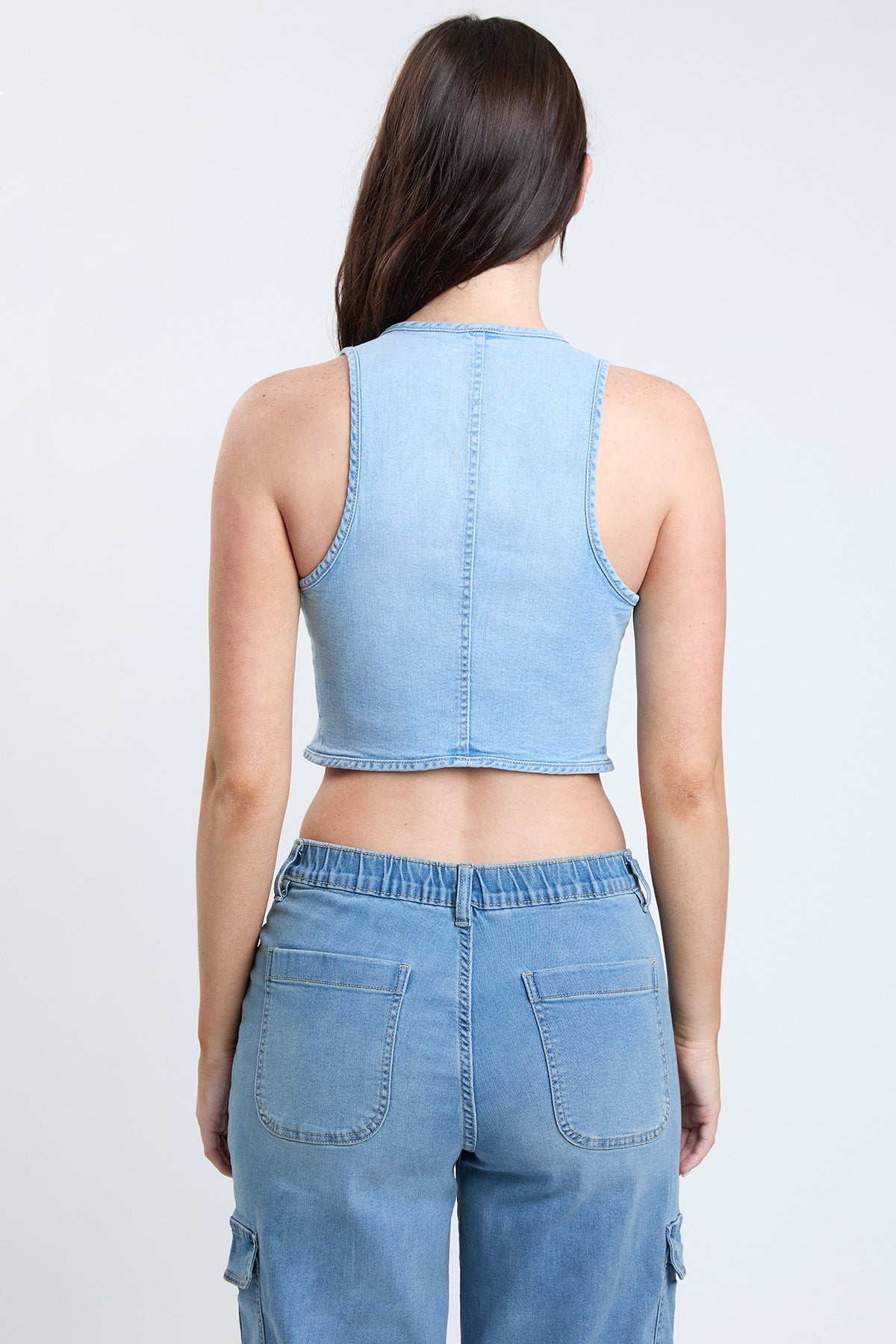 Women's Cropped Tie Front Vest YMI JEANS