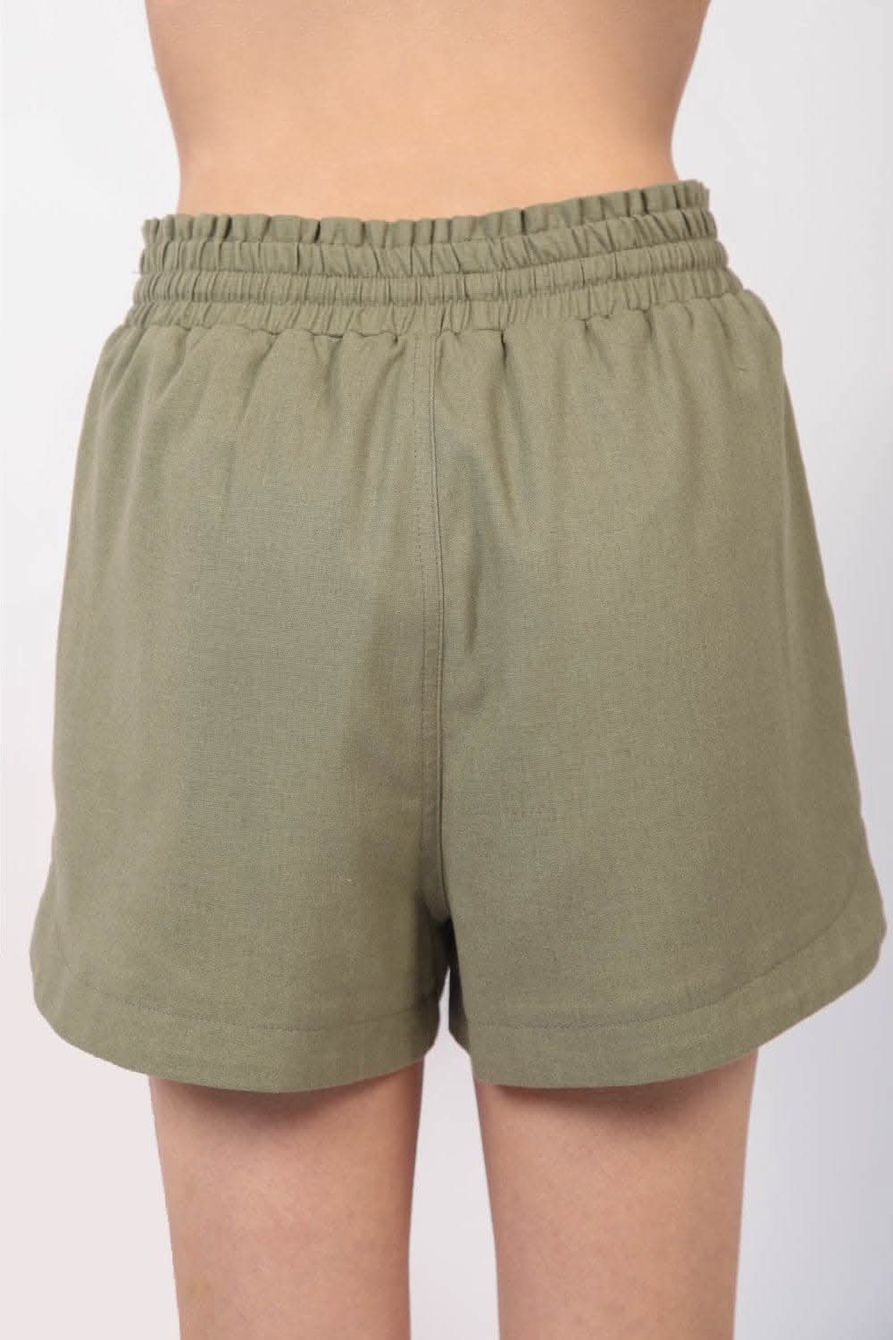 VERY J Drawstring Elastic Waist Linen Shorts 