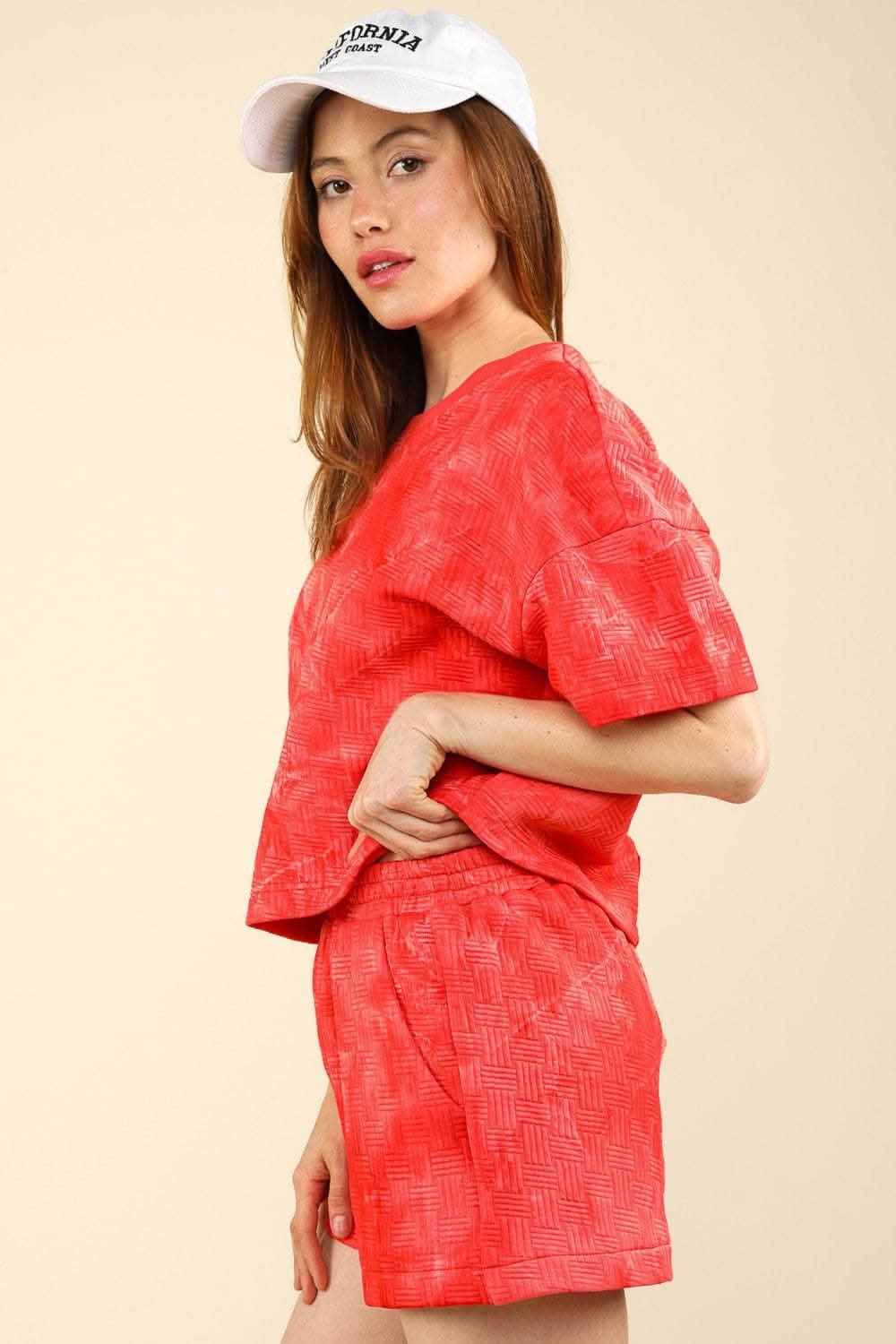 VERY J Quilted Washed Crop Top and Shorts Set - Love Salve 
