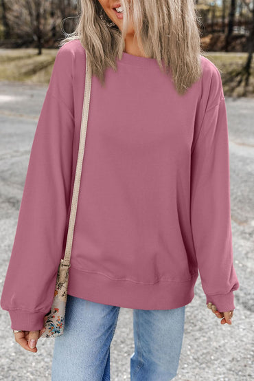 Valerian Plain Drop Shoulder Crewneck Pullover Sweatshirt - Love Salve 