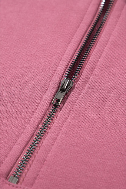 Valerian Solid Kangaroo Pocket Half Zipper Oversized Hoodie 