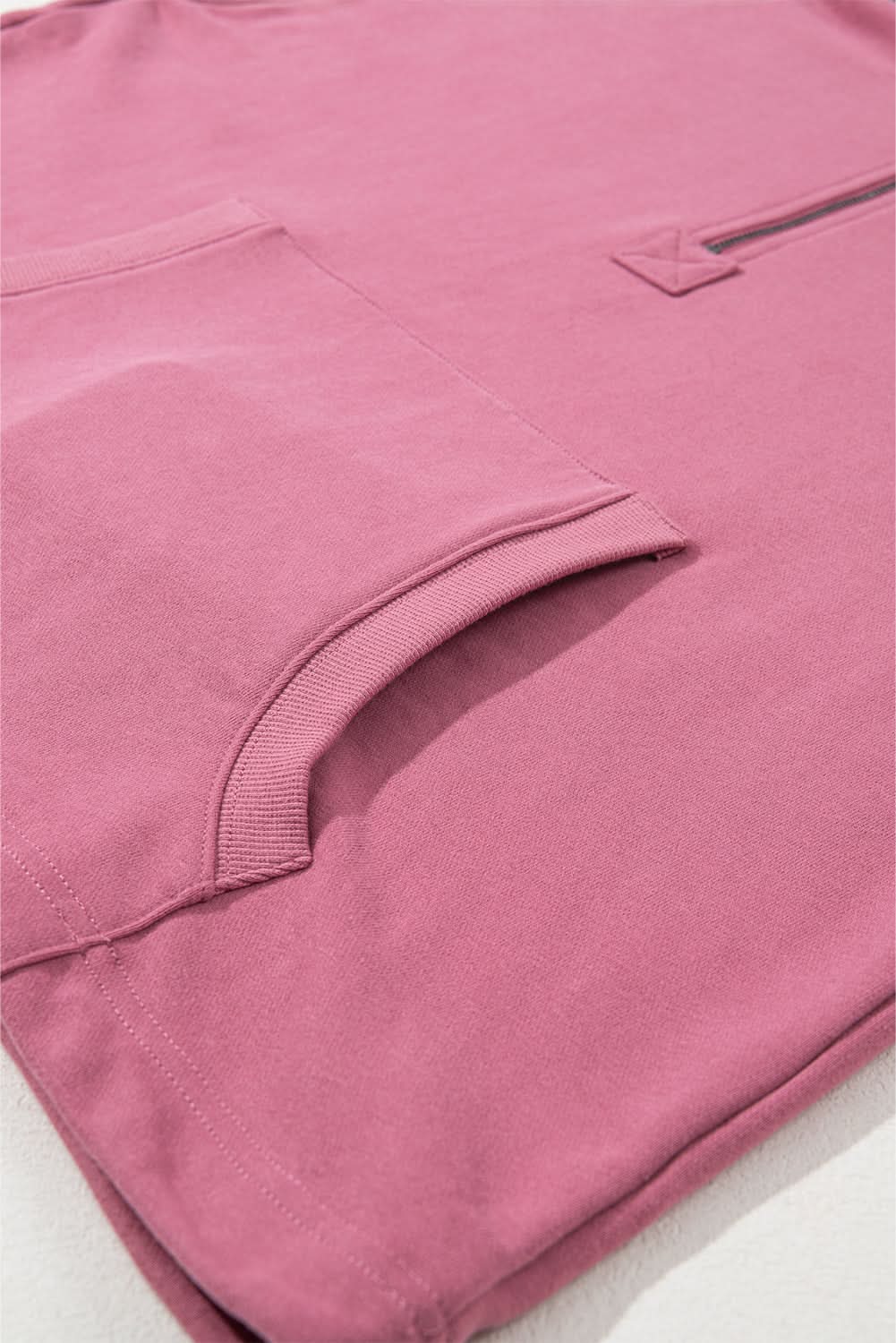 Valerian Solid Kangaroo Pocket Half Zipper Oversized Hoodie 