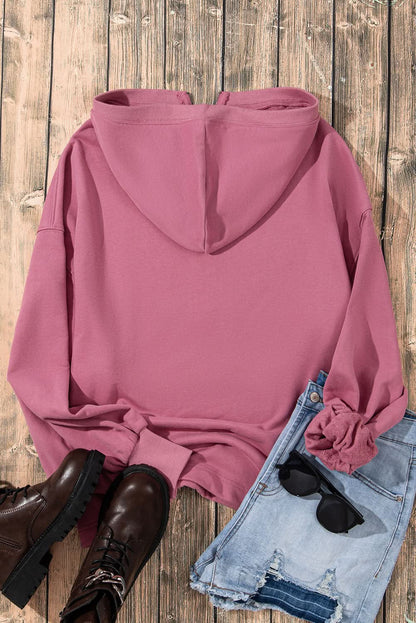 Valerian Solid Kangaroo Pocket Half Zipper Oversized Hoodie 