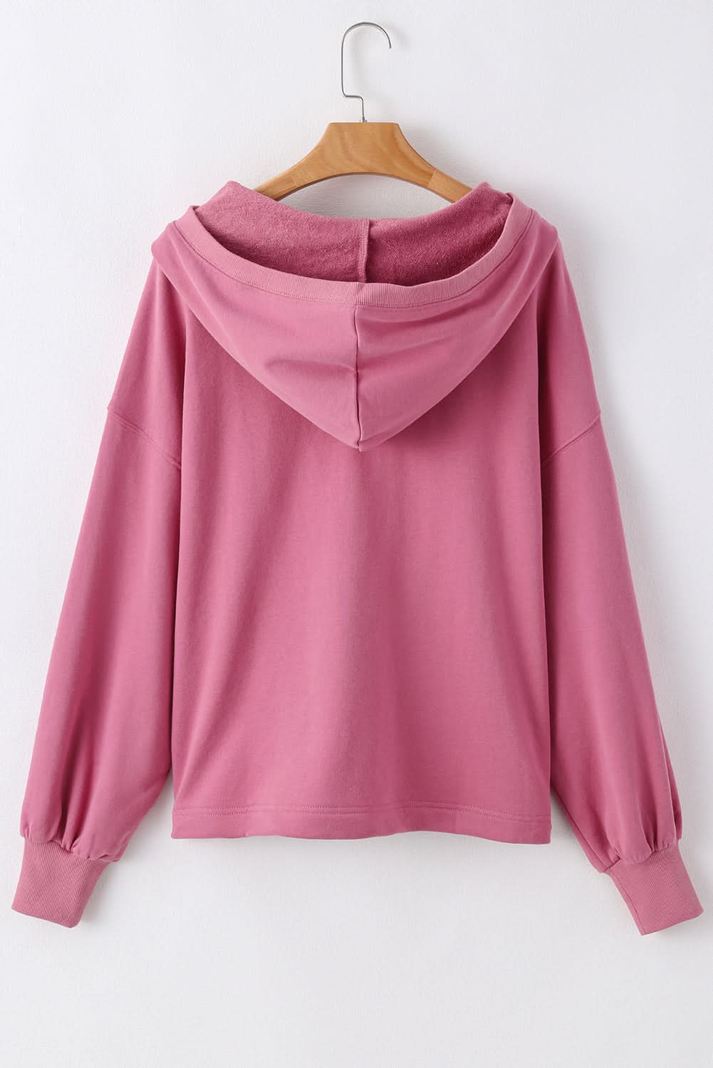 Valerian Solid Kangaroo Pocket Half Zipper Oversized Hoodie 