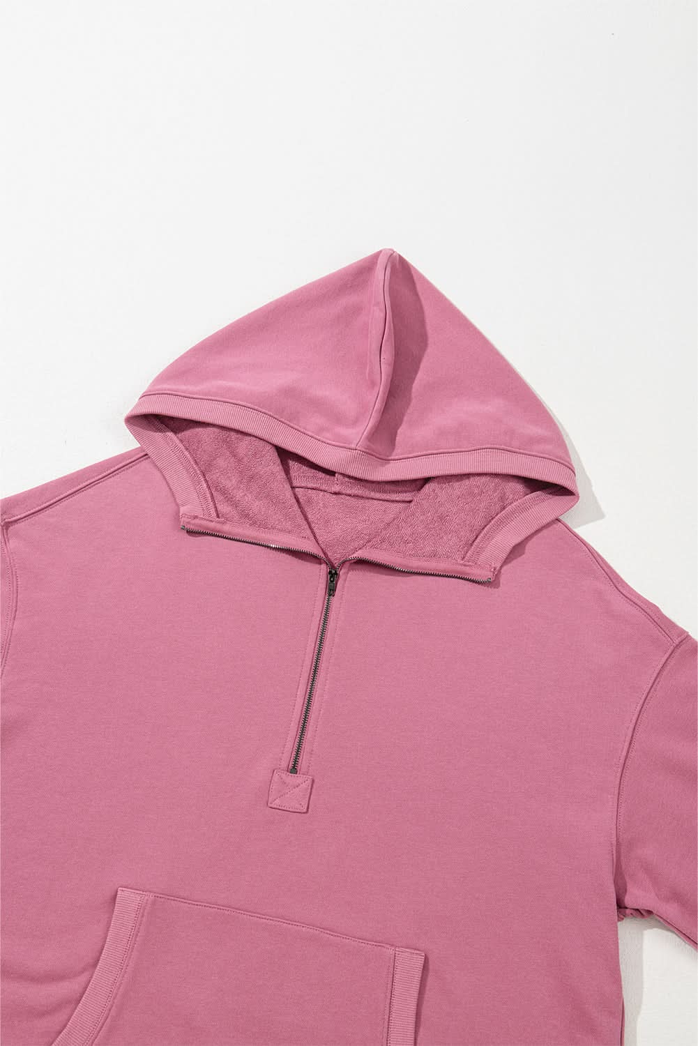 Valerian Solid Kangaroo Pocket Half Zipper Oversized Hoodie 