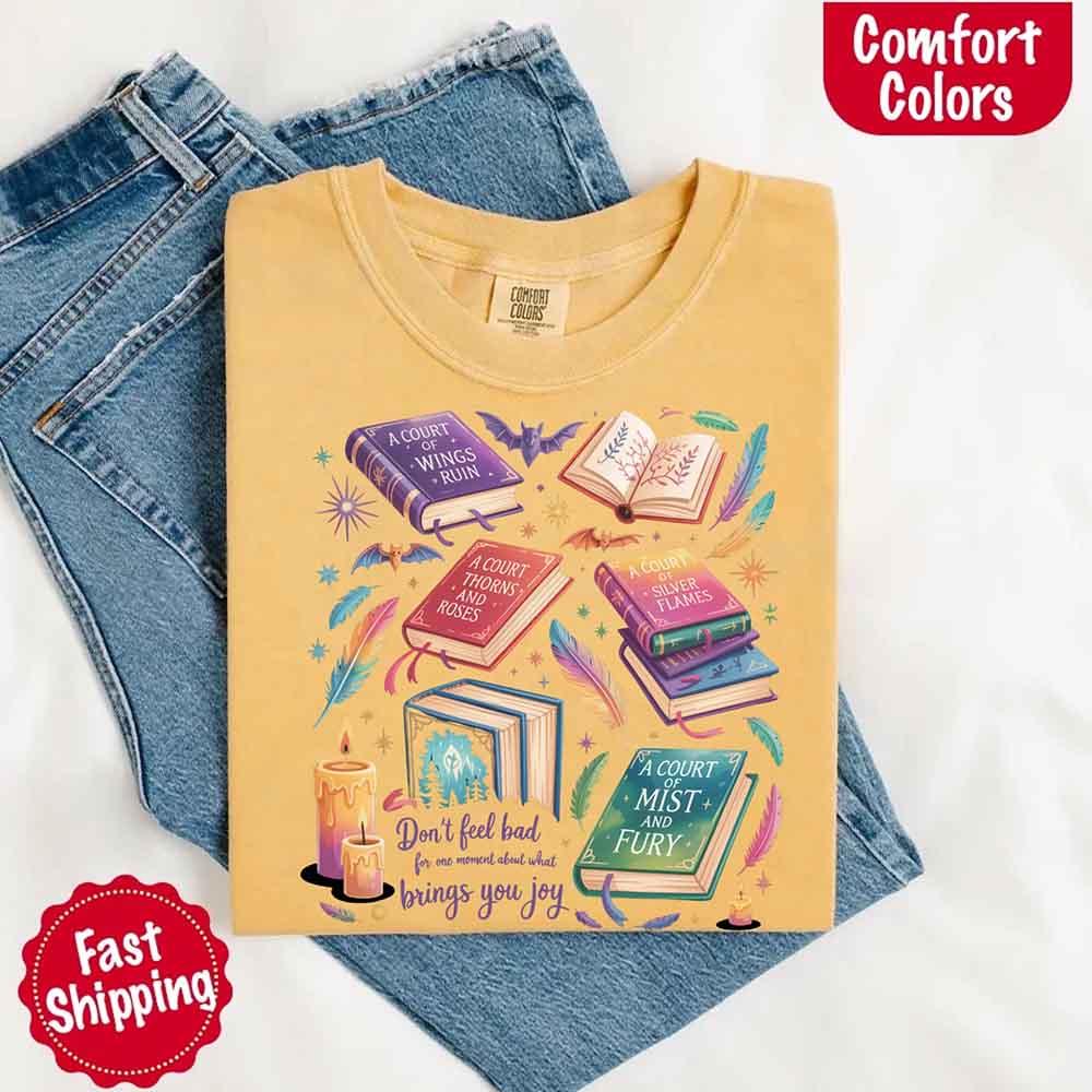 Adorb Custom Tees Velaris Book Lover Tee, back view, emphasizing the quality Comfort Colors fabric.