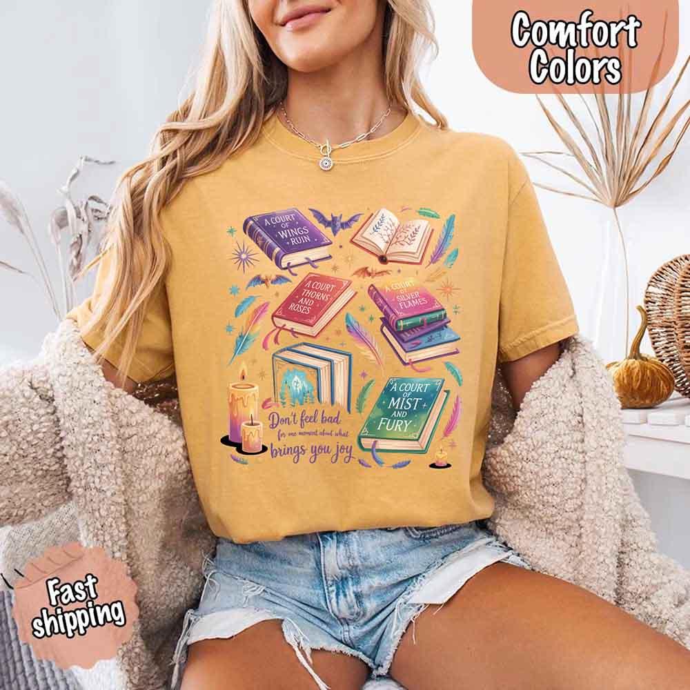 Adorb Custom Tees Velaris Book Lover Tee worn by a person, highlighting the comfortable fit and style.