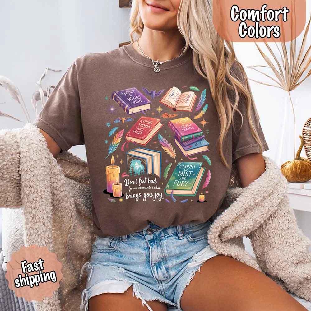 Adorb Custom Tees Velaris Book Lover Tee, Comfort Colors, showcasing the full Bat Boys SJM graphic.