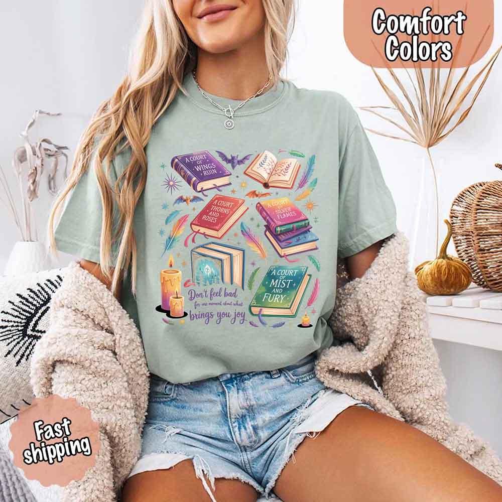 Adorb Custom Tees Velaris Book Lover Tee, detailed view of the soft Comfort Colors fabric texture.