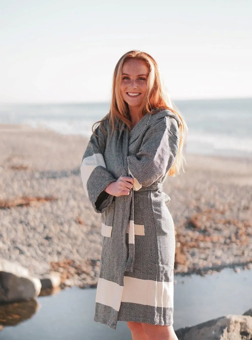 Venice Turkish Bathrobe Hand Made in Turkey 100 Percent Natural Turkish Cotton S M L XL - Love Salve 