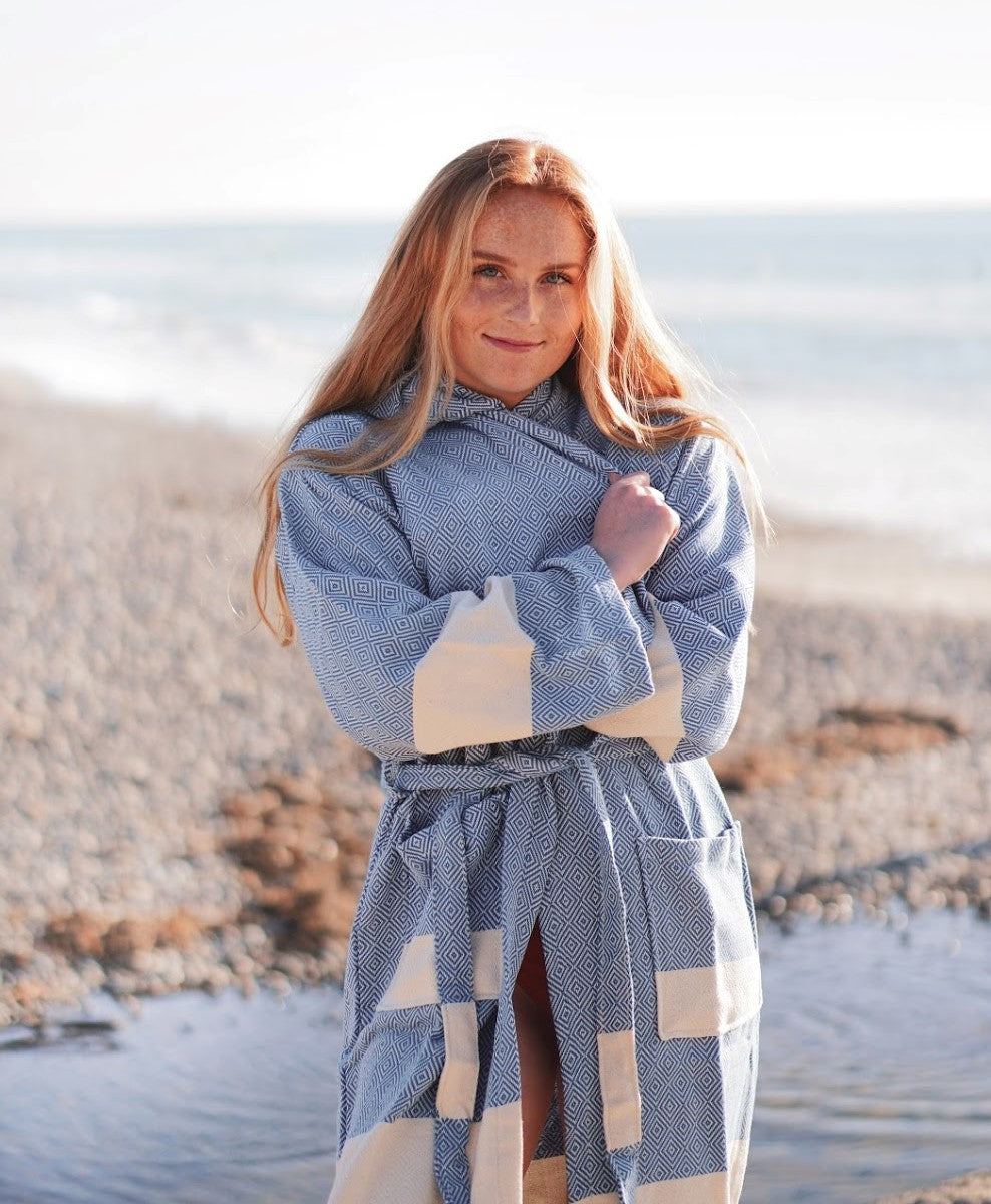 Venice Turkish Bathrobe Hand Made in Turkey 100 Percent Natural Turkish Cotton S M L XL - Love Salve 