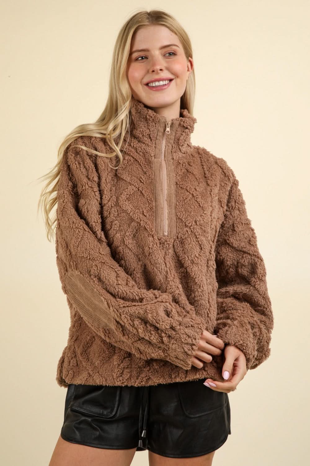 Very J Fleece Half Zip Sweatshirt - Love Salve 