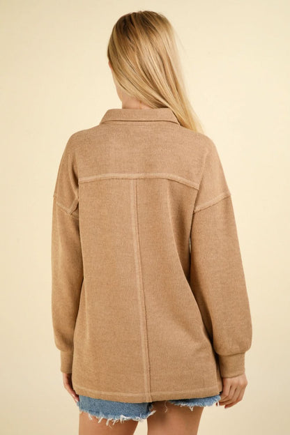 Very J collared knit top with pockets - Love Salve 