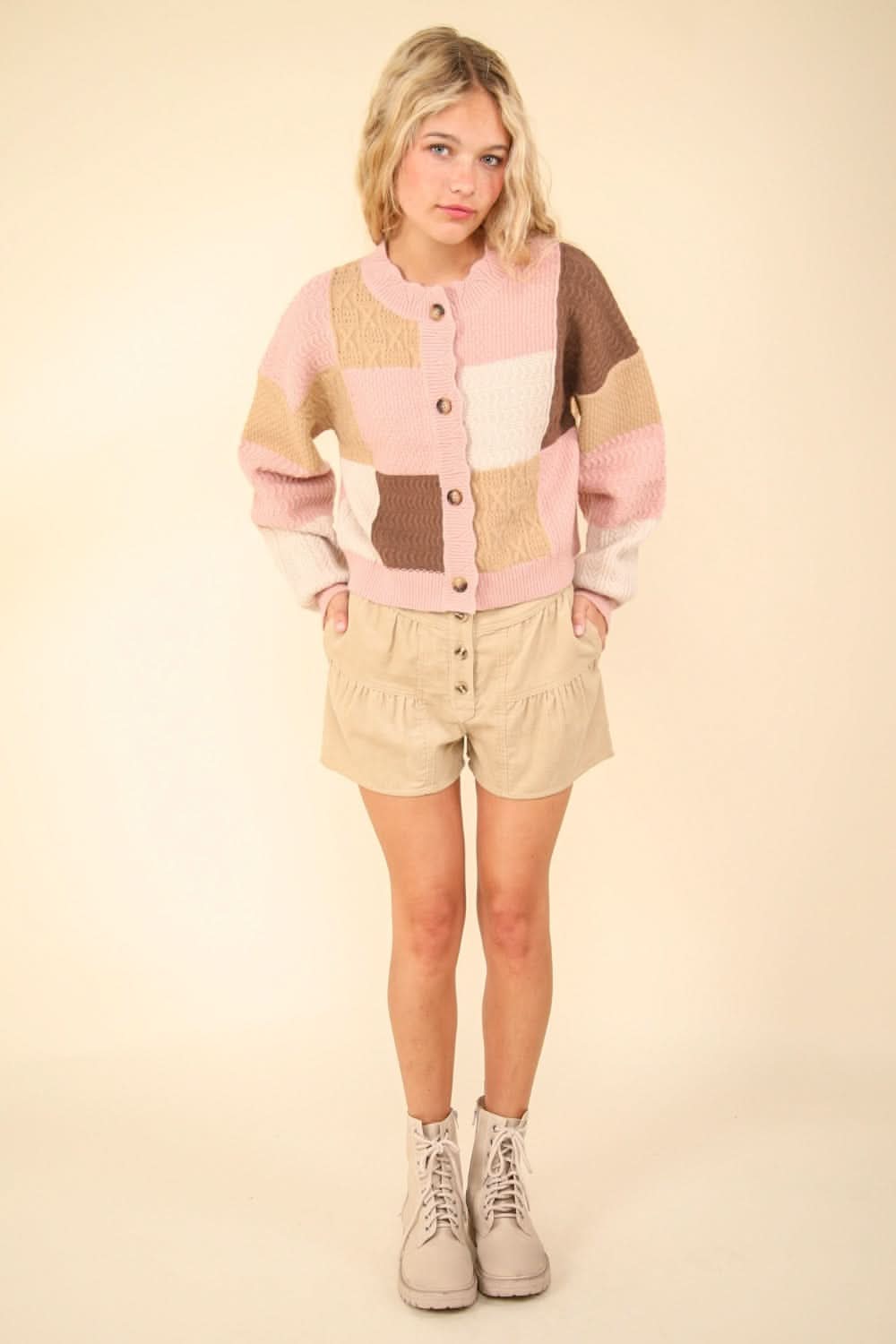 Very J color block sweater cardigan - Love Salve 