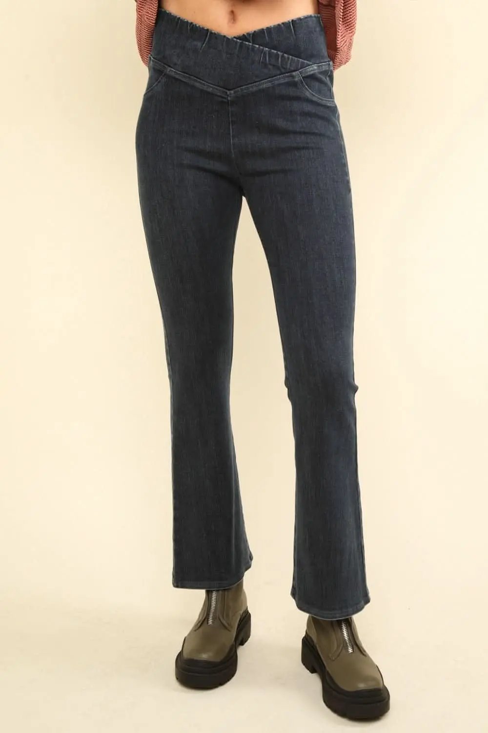 Very J denim crossover leggings - Love Salve 