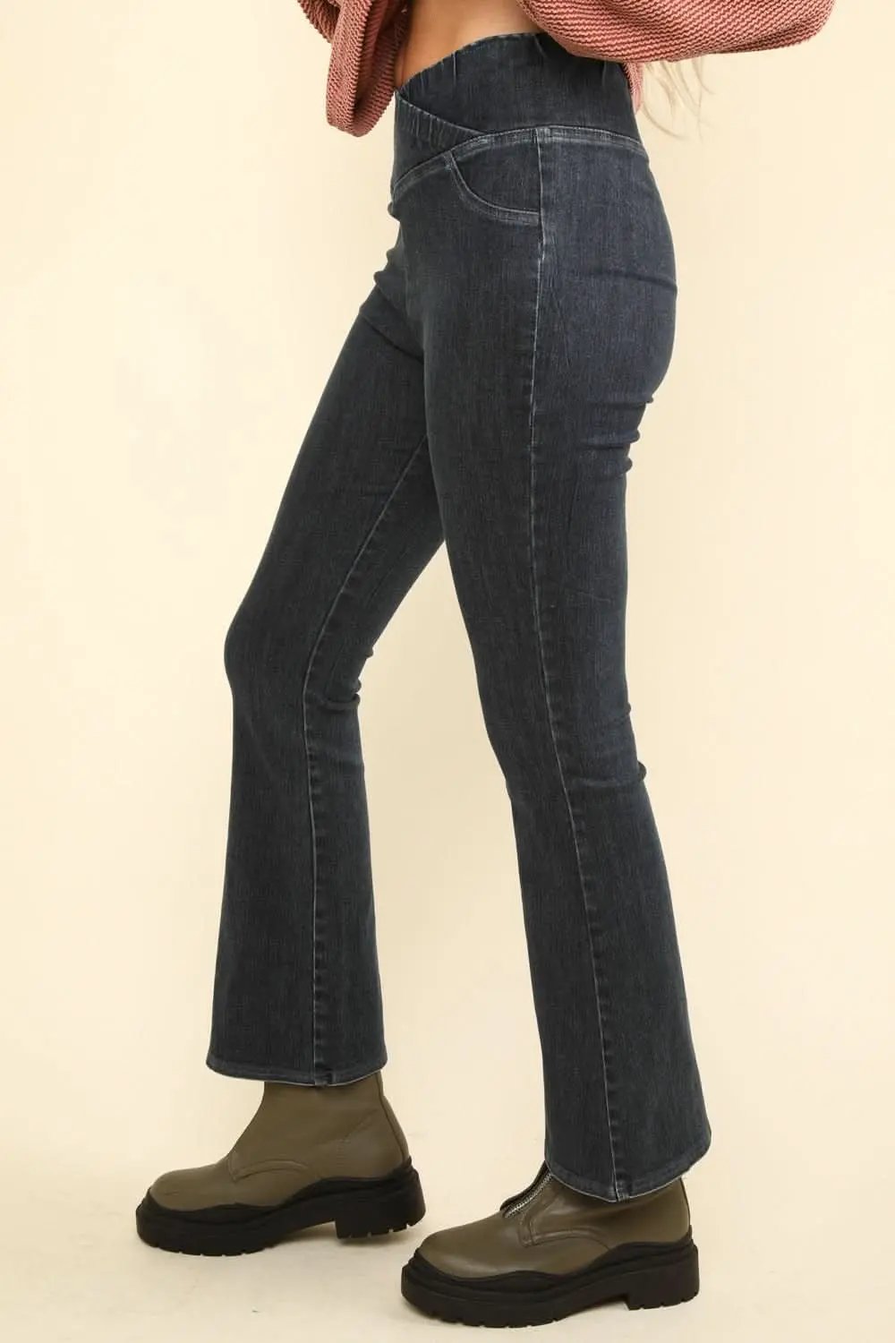 Very J denim crossover leggings - Love Salve 