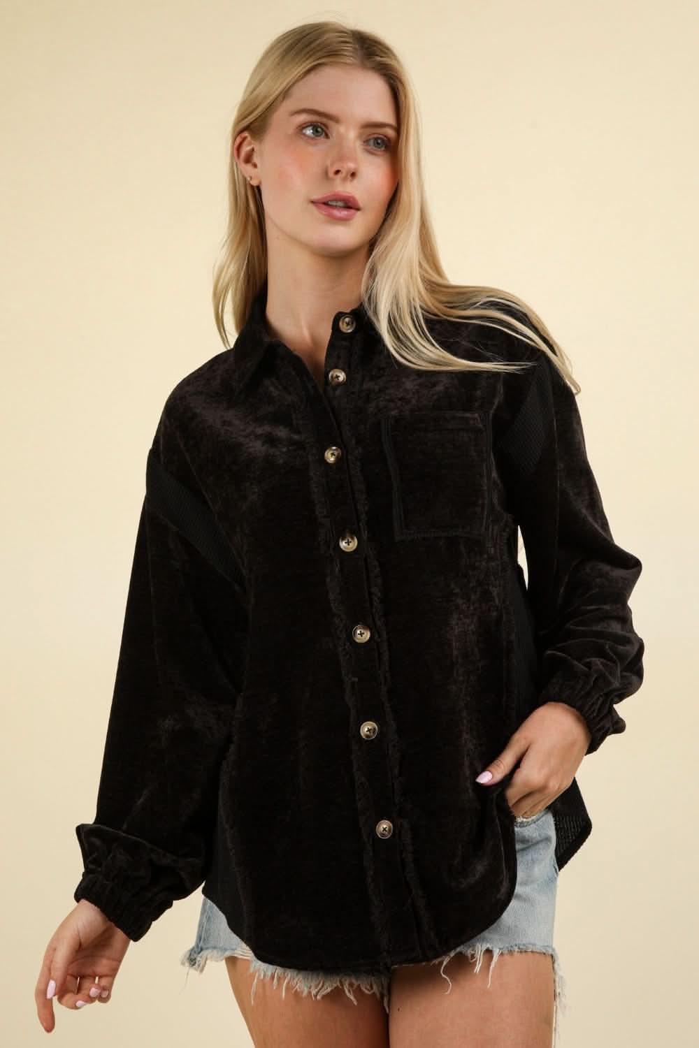 Very J shacket with raw hem - Love Salve 