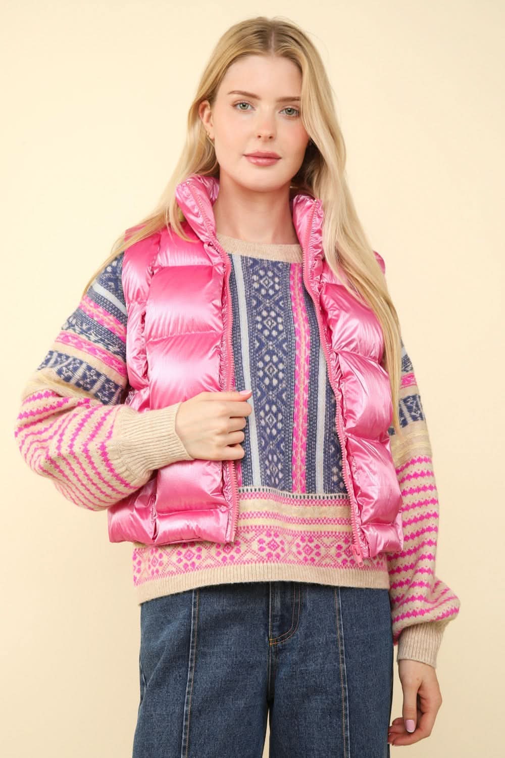 Very J shiny metallic puffer vest - Love Salve 