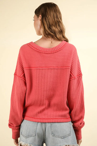 Very J soft v-neck ribbed top - Love Salve 