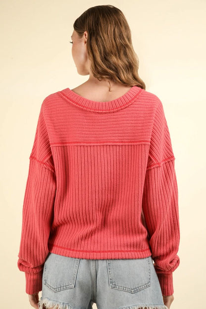 Very J soft v-neck ribbed top - Love Salve 