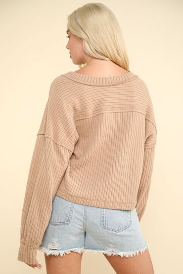 Very J v-neck ribbed knit top - Love Salve 