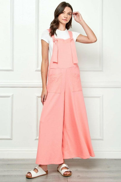 Veveret Wide Strap French Terry Overalls 