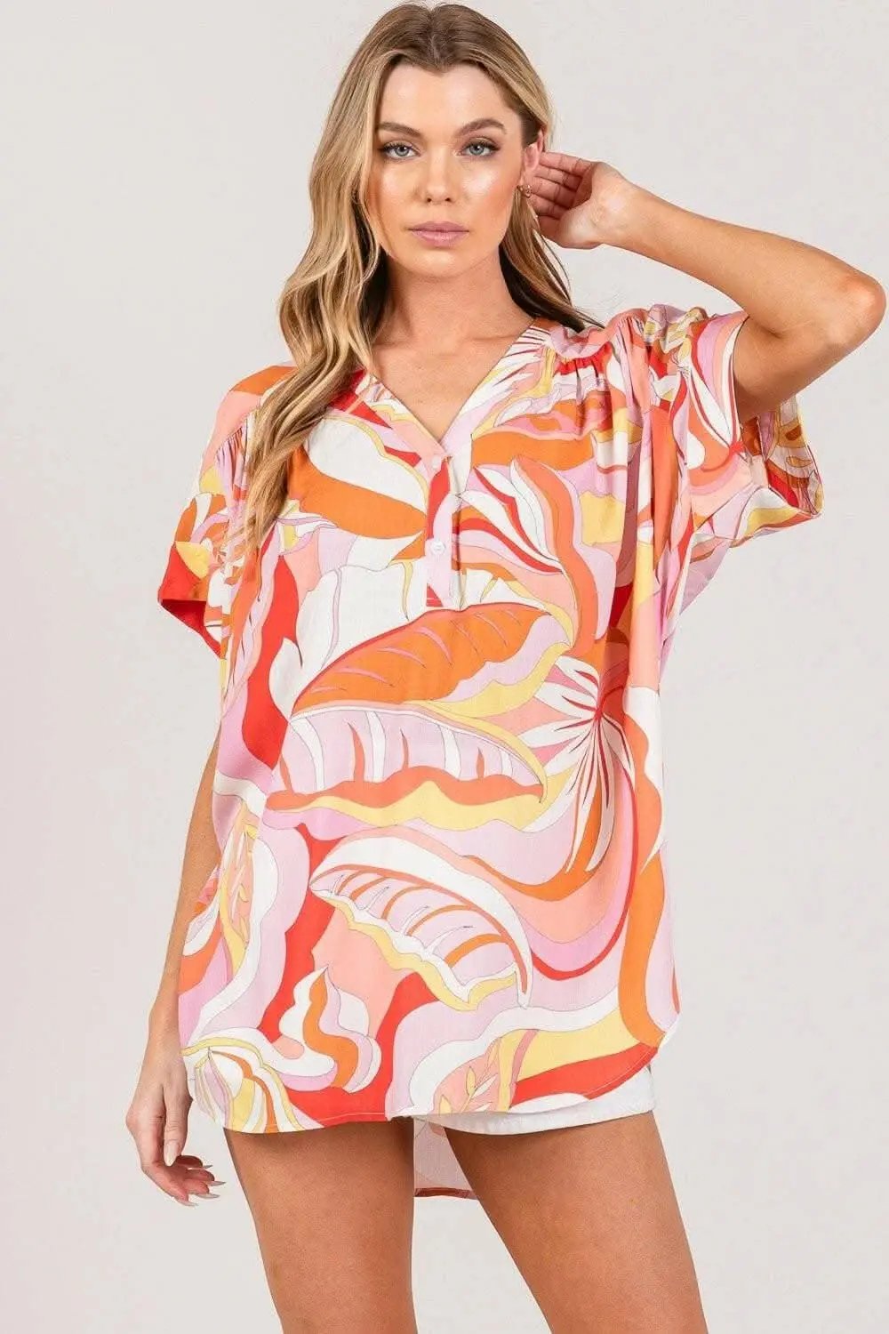 Vibrant Abstract Print Blouse for Chic Ensembles - Love Salve 
