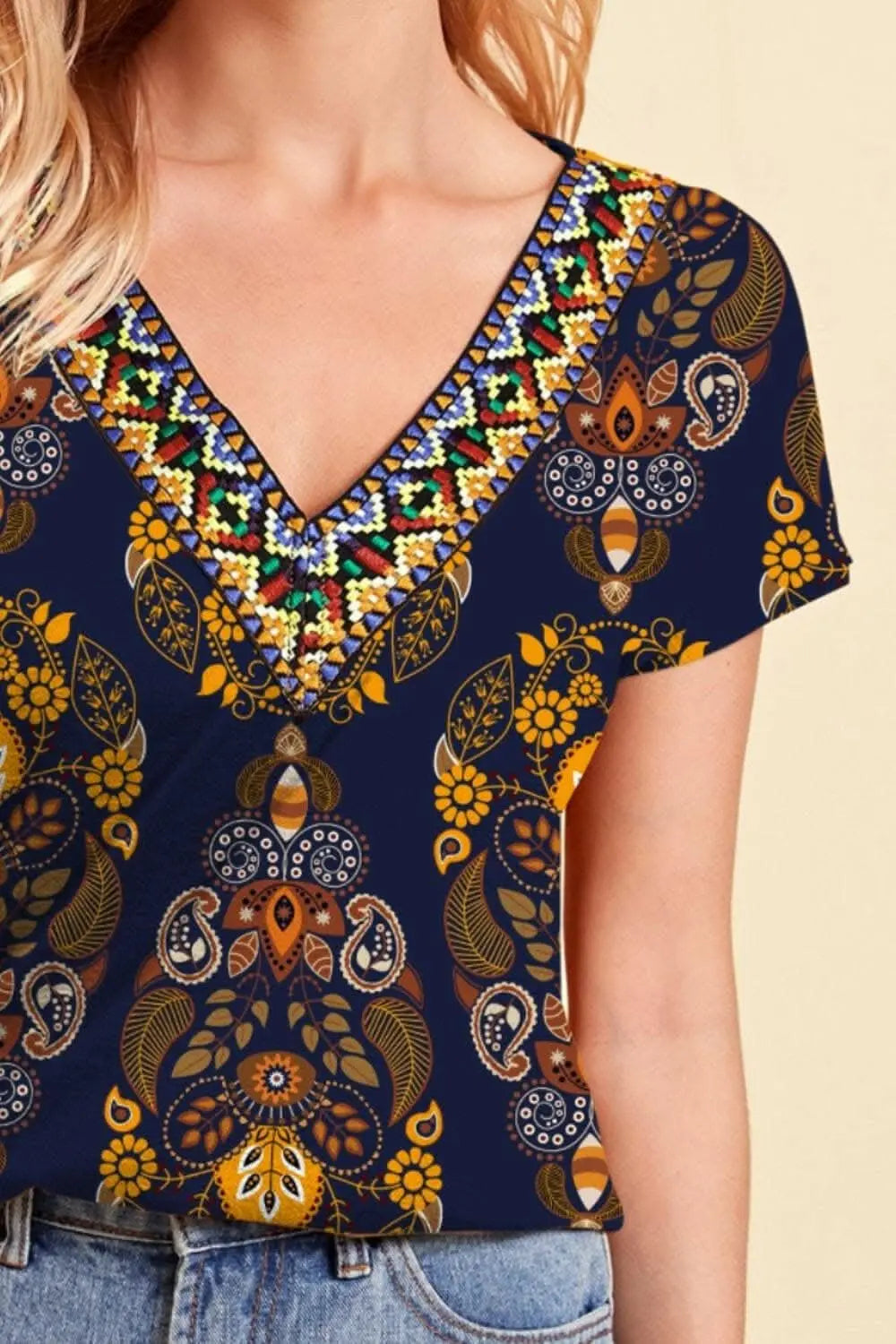 Vibrant V-Neck Tee for Women - Love Salve 